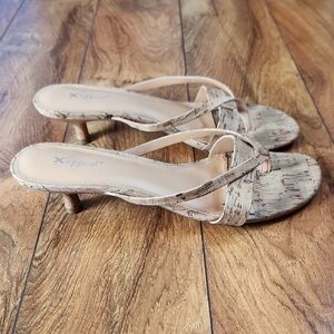 Xappeal Women's Brown Textured Kitten Heel Sandals